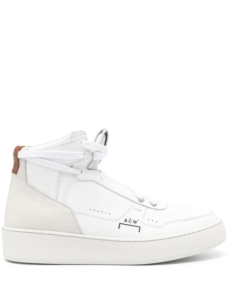 A-COLD-WALL* logo-print leather hi-top sneakers - White Cover