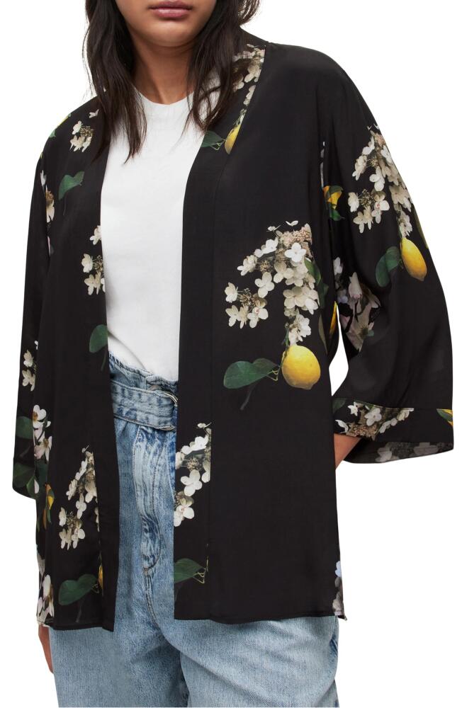 AllSaints Carina Eugenia Floral Open Jacket in Black Cover