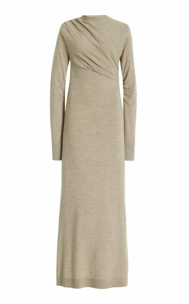 Tove - Alice Ruched Wool Maxi Sweater Dress - Brown Cover