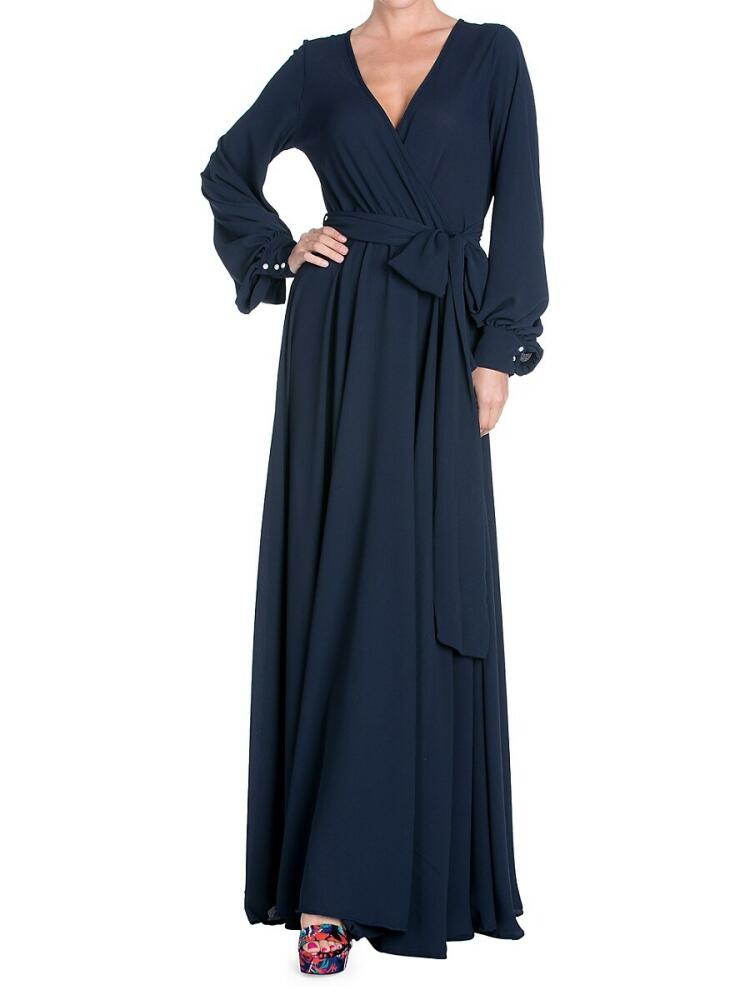 MEGHAN LA Women's LilyPad Wrap Maxi Dress - Navy Cover