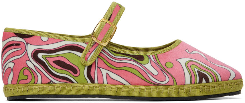 PUCCI Pink & Green Velvet Ballerina Flats Cover