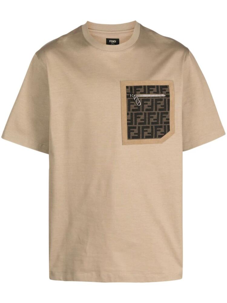 FENDI FF-motif patch-pocket T-shirt - Neutrals Cover