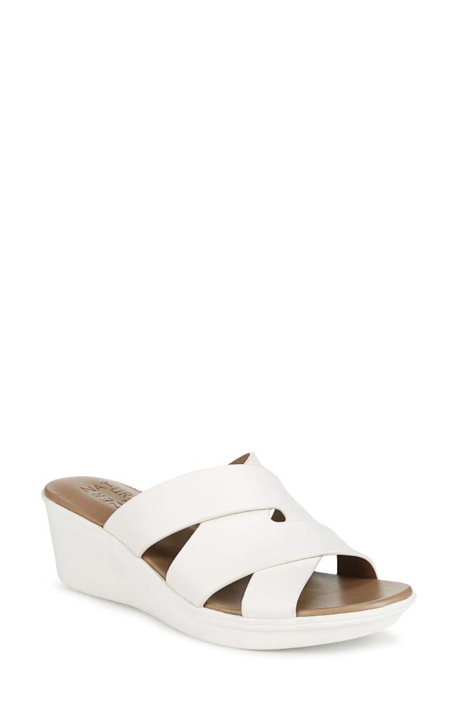 Naturalizer Rowena Platform Slide Sandal in Warm White Leather Cover