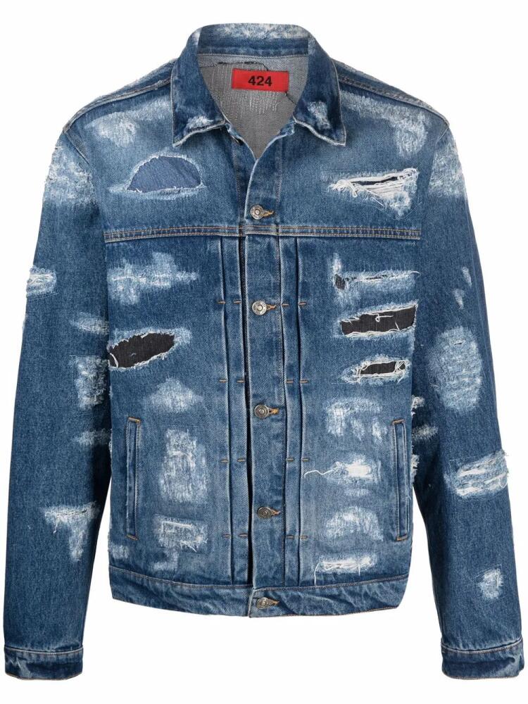 424 distressed denim jacket - Blue Cover