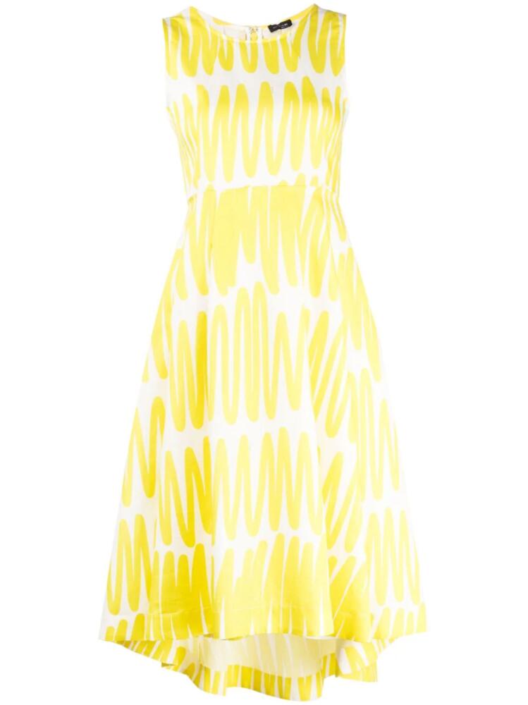 Kiton abstract-print sleeveless midi dress - Yellow Cover