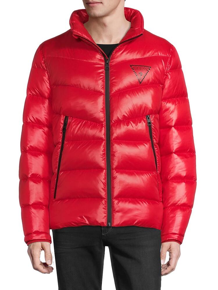 Guess Men's Logo Puffer Jacket - Crimson Cover