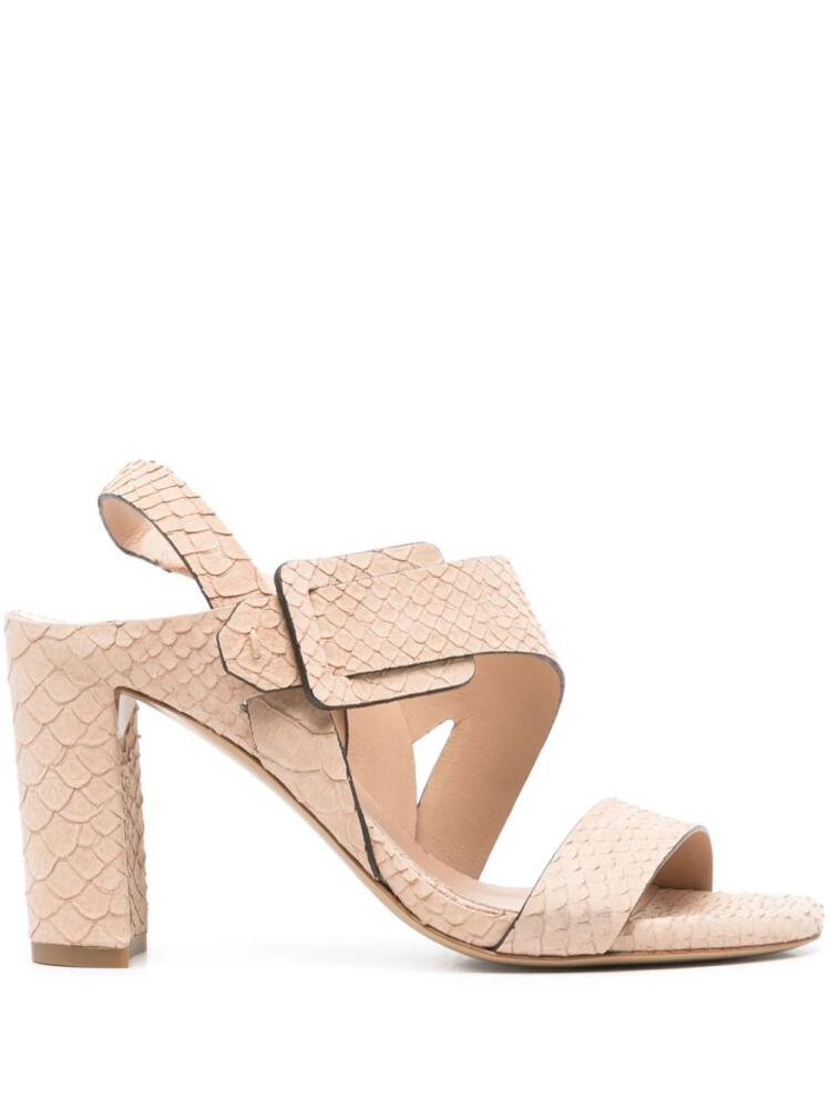 Del Carlo 85mm Atene croc-embossed leather sandals - Neutrals Cover