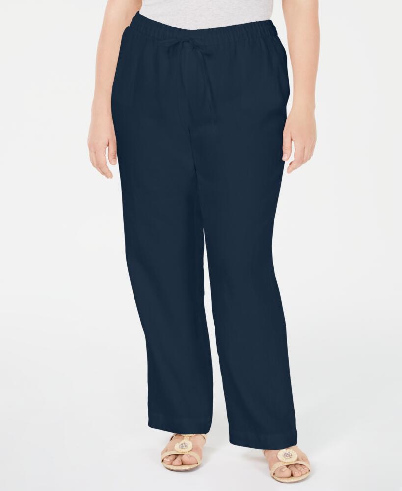 Charter Club Plus Size 100% Linen Pants, Created for Macy's - Intrepid Blue Cover