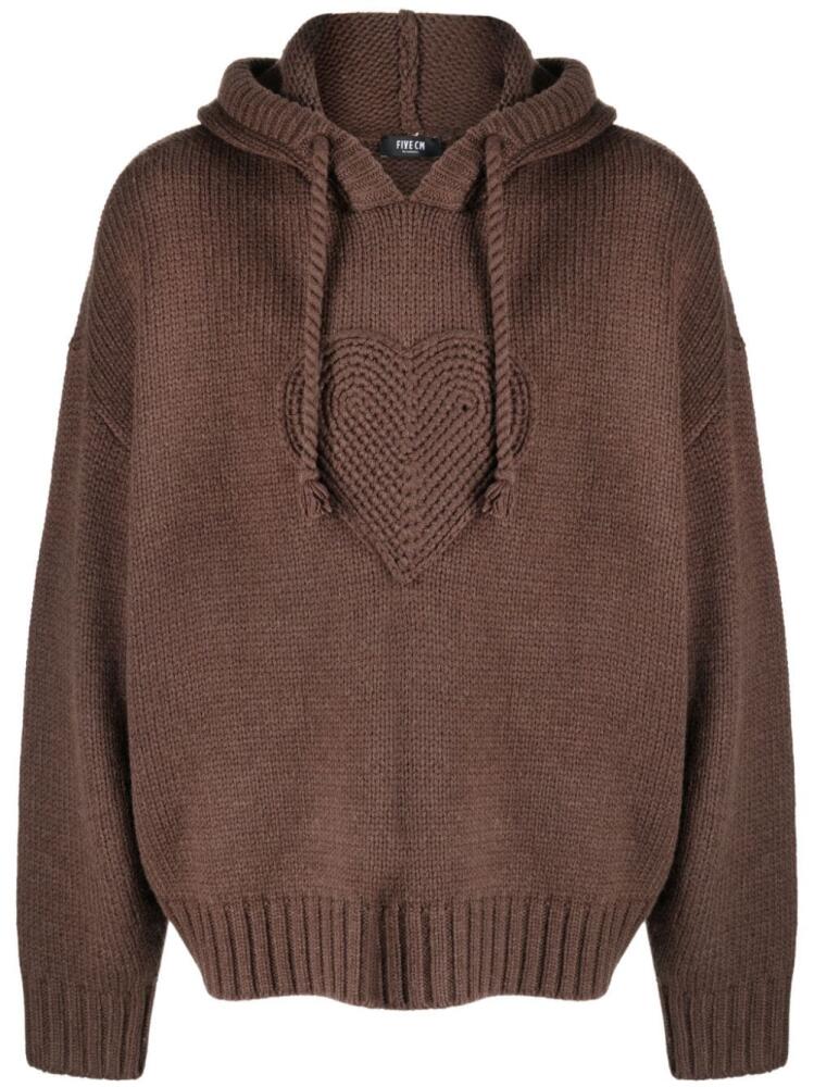 FIVE CM knitted-construction drawstring hoodie - Brown Cover