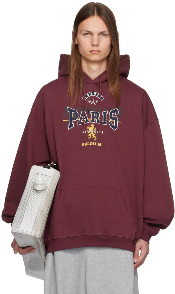 VETEMENTS Burgundy Tourist Hoodie Cover