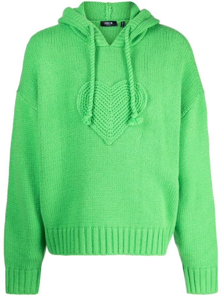 FIVE CM knitted-construction drawstring hoodie - Green Cover