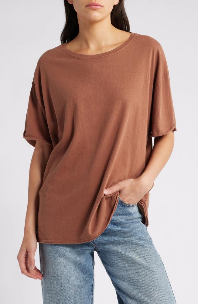 Free People Nina Crewneck Cotton T-Shirt in Tortiose Shell Cover