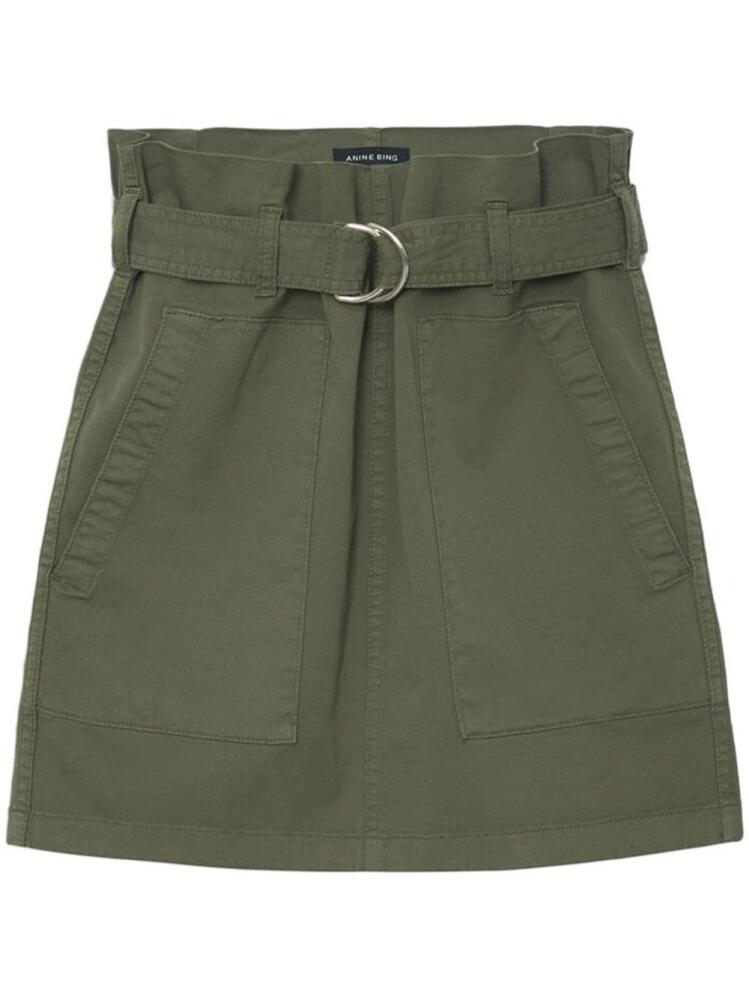 ANINE BING Aveline cotton straight skirt - Green Cover