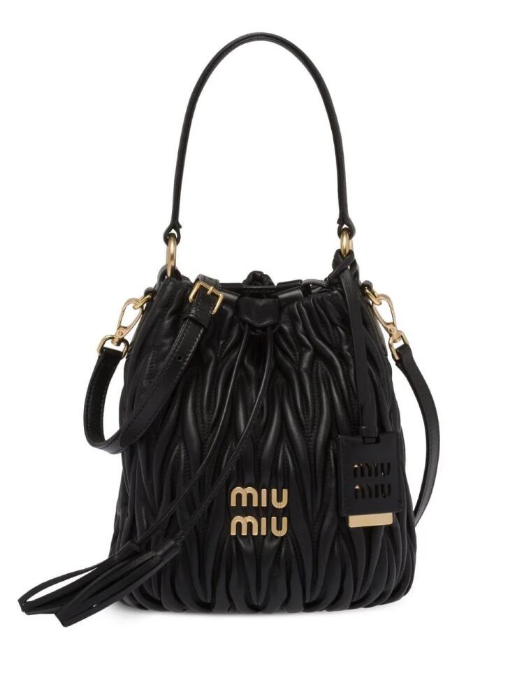 Miu Miu matelassé nappa leather bucket bag - Black Cover