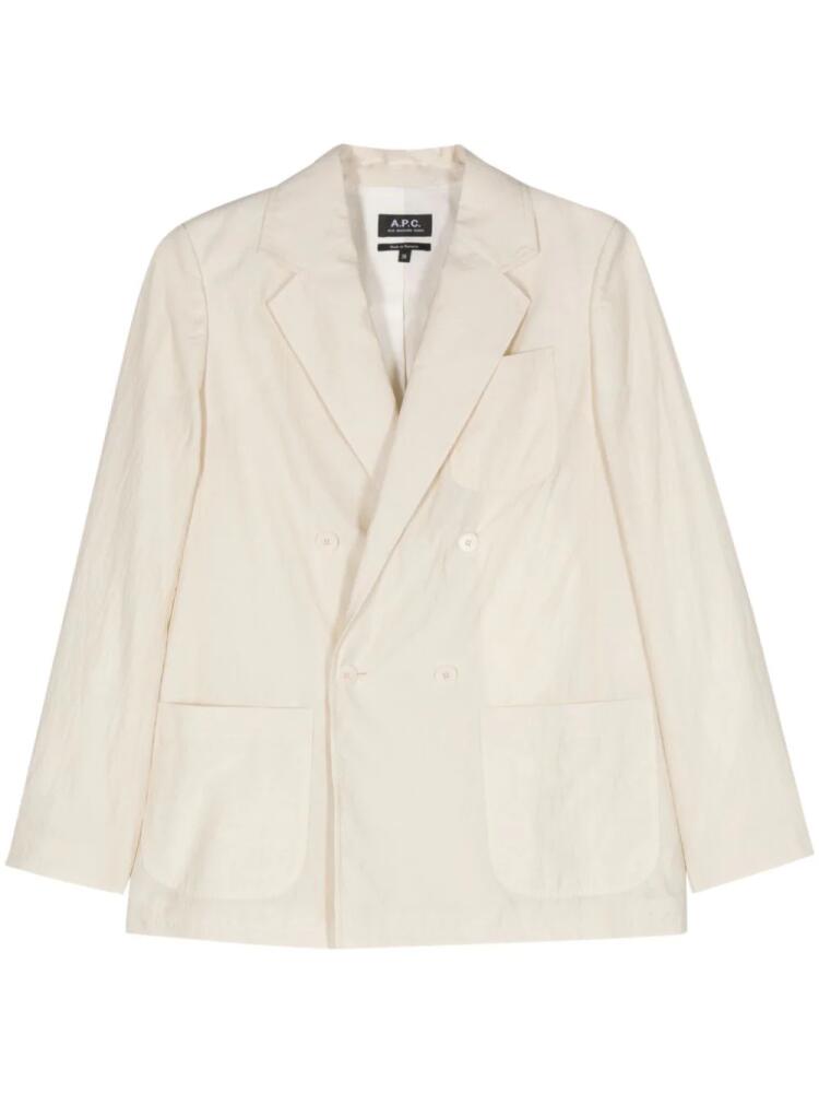 A.P.C. double-breasted crepe blazer - Neutrals Cover