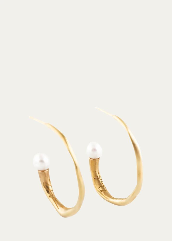 Deux Lions Jewelry 14K Yellow Gold Noah Pearl Hoops Cover