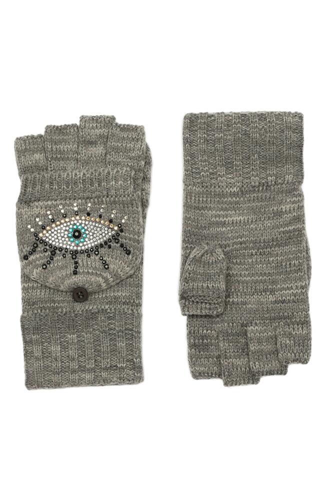 Kurt Geiger London Evil Eye Convertible Crystal Embellished Mittens in Dark Grey Marl Cover