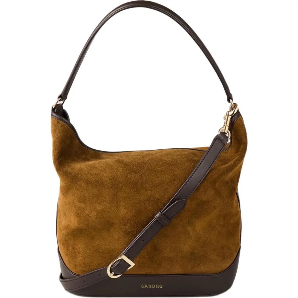 SANDRO Suede and leather bucket bag TANGOSO in Camel Cover