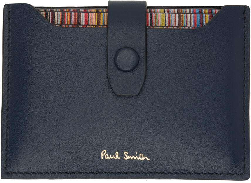 Paul Smith Blue Signature Stripe Pull-Out Card Holder Cover