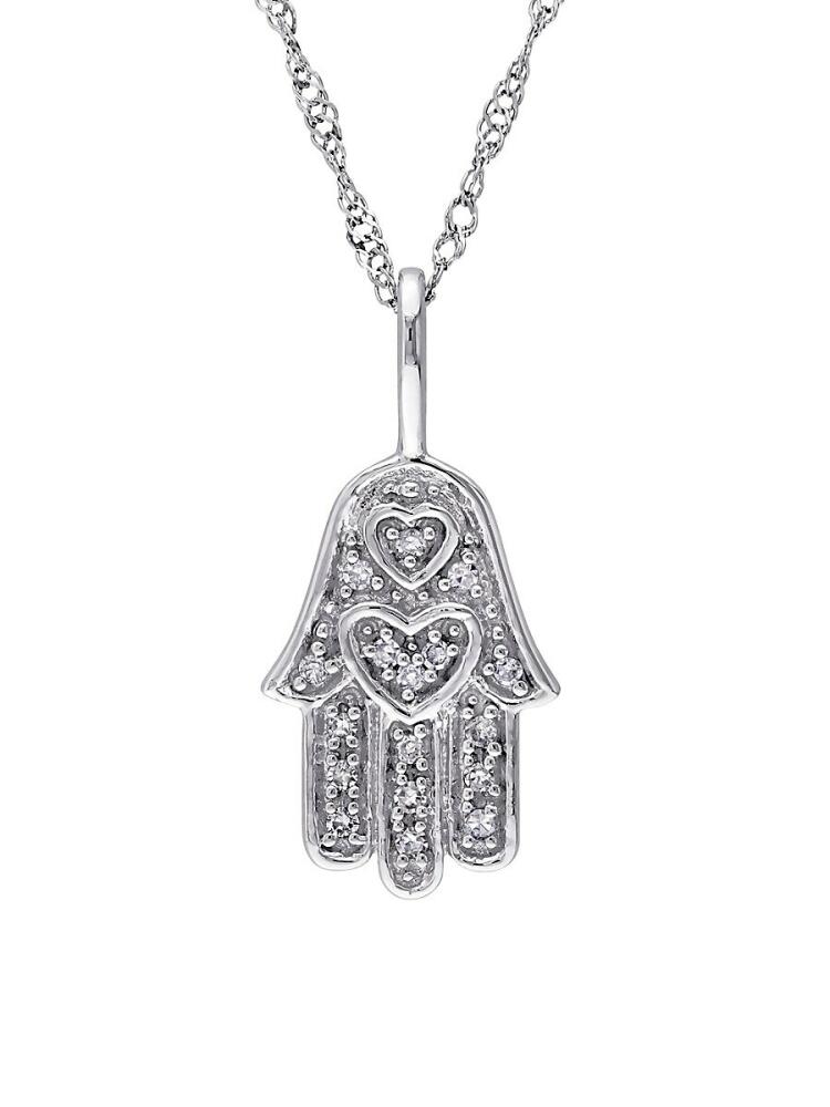 Sonatina Women's 14K White Gold & Diamond Hamsa Pendant Necklace Cover