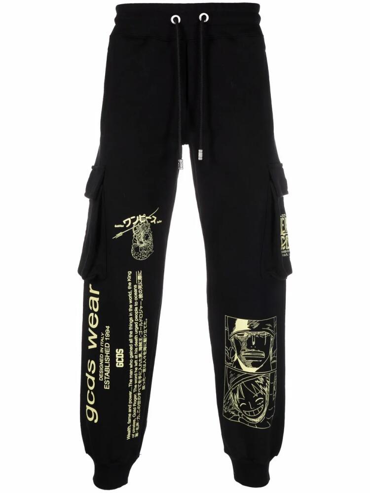 GCDS graphic-print cotton track pants - Black Cover