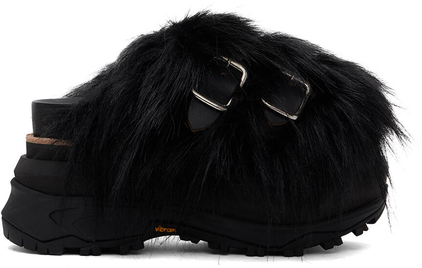 sacai Black Faux-Fur Sandals Cover