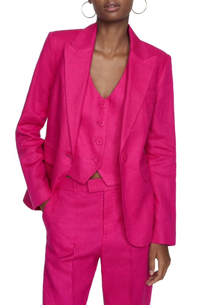 MANGO Linen Suit Vest in Fuchsia Cover