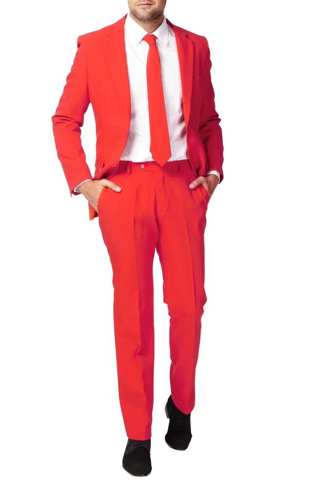 OppoSuits OppoSuit 'Red Devil' Trim Fit Two-Piece Suit with Tie in Medium Red Cover