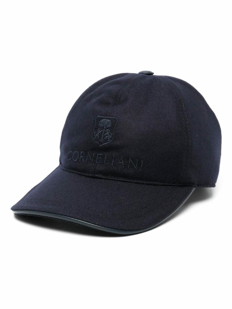 Corneliani logo-embroidered virgin wool cap - Blue Cover