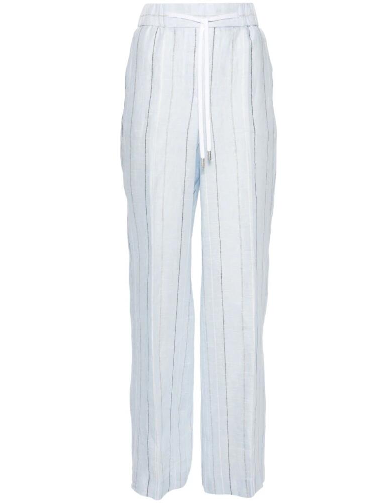 Peserico pinstriped linen straight trousers - Blue Cover