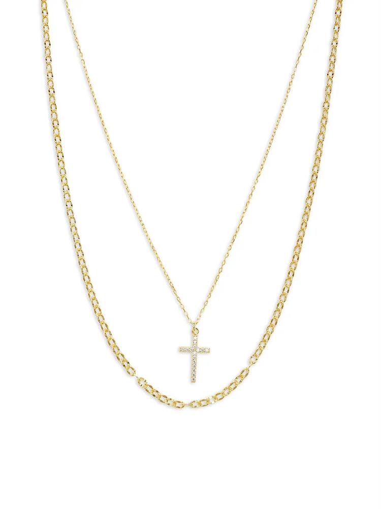 Argento Vivo Women's 18K Yellow Goldplated Sterling Silver Cross Pendant Layered Necklace Cover