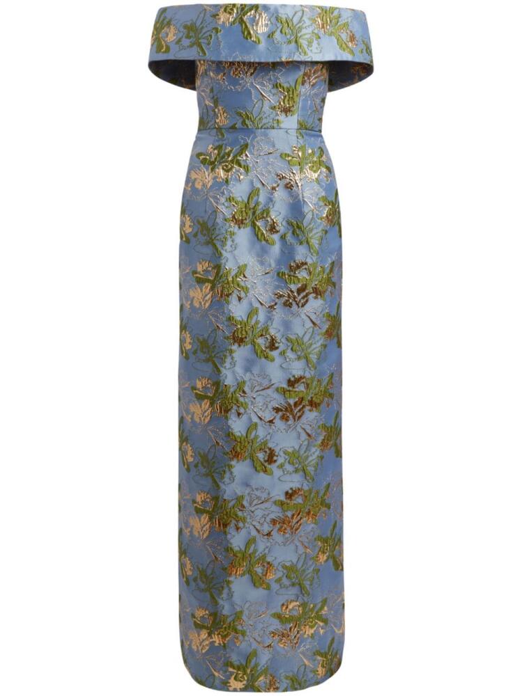 Markarian Clover brocade-effect silk dress - Blue Cover