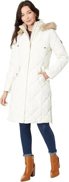 Lauren Ralph Lauren Diamond Puffer Detachable Hoodie (Cream) Women's Clothing Cover