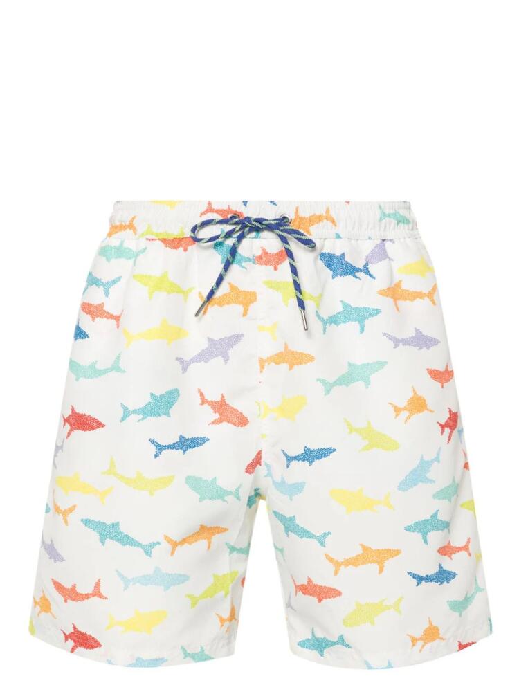 Paul & Shark shark-print swim shorts - White Cover