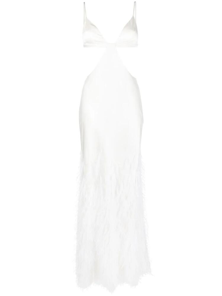 Cult Gaia feather-detail open back gown - White Cover