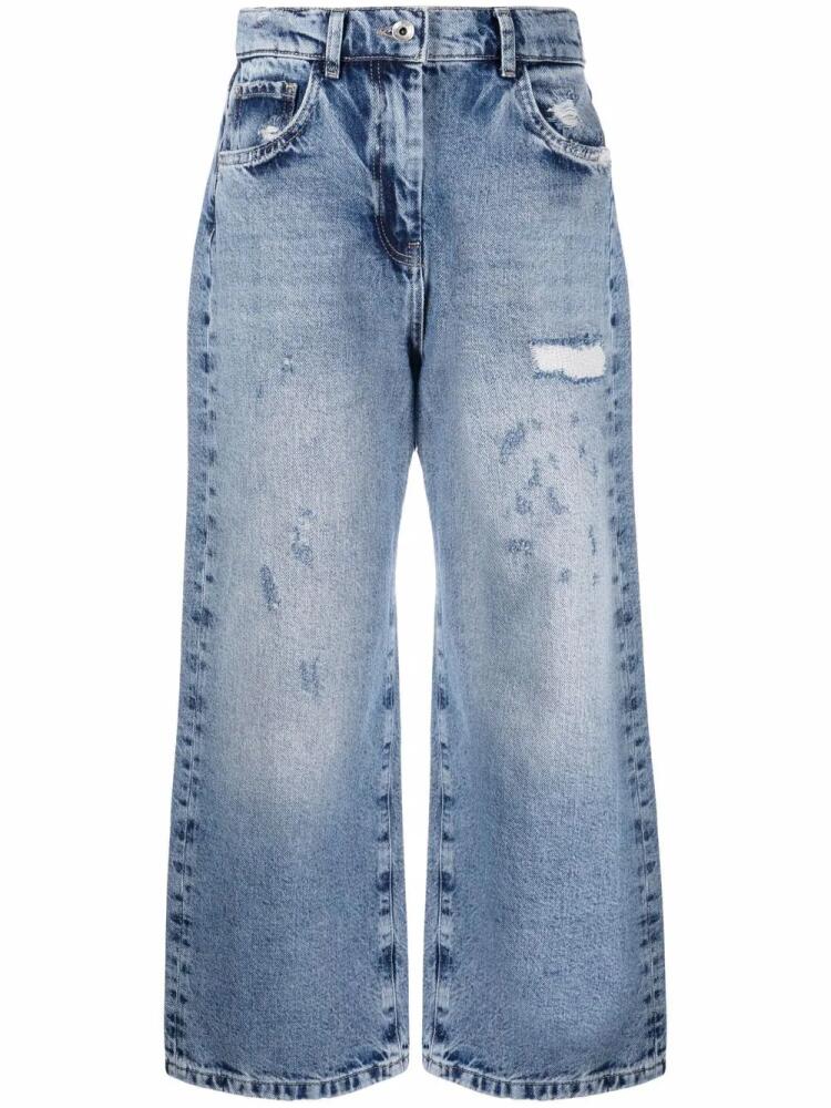 Patrizia Pepe distressed cropped leg jeans - Blue Cover