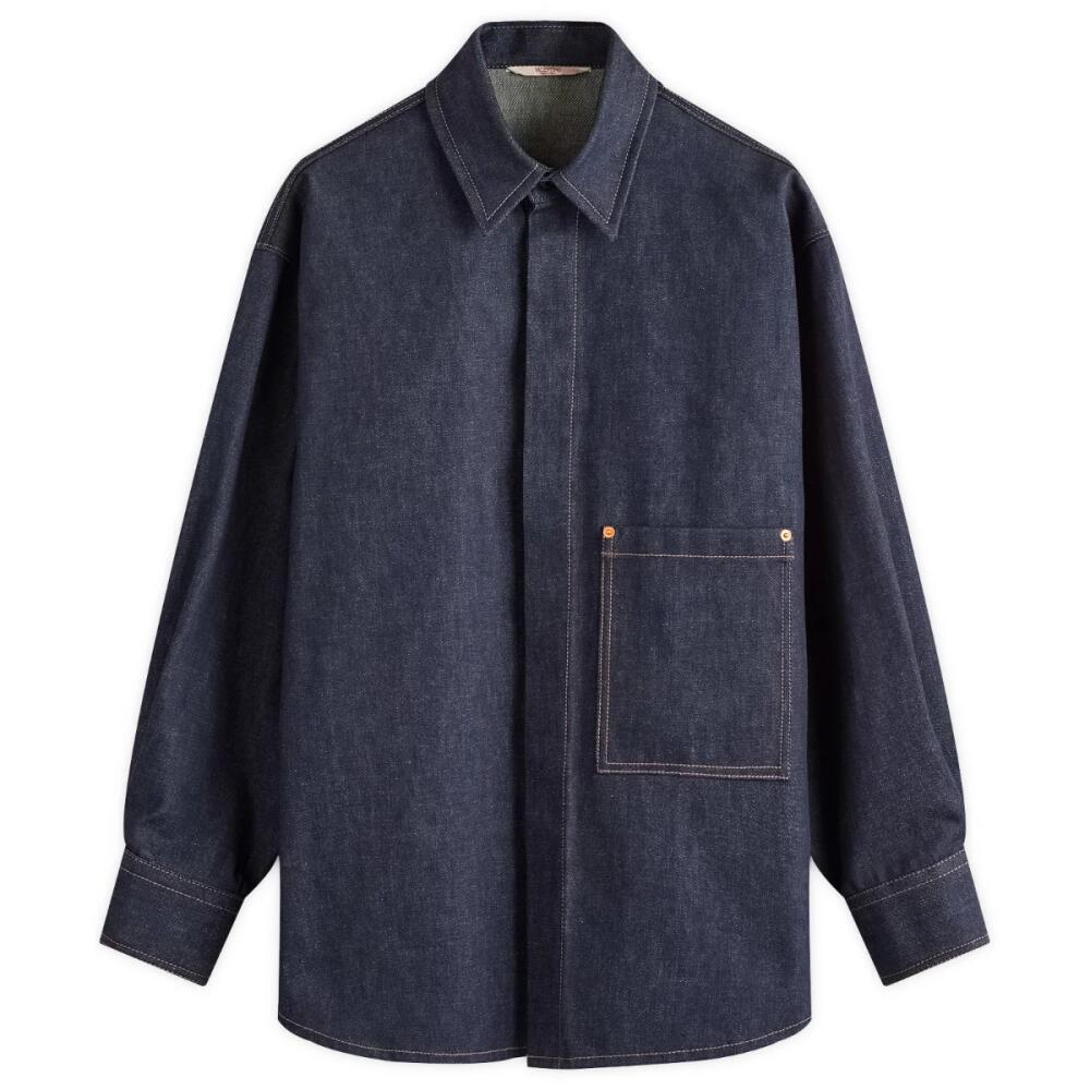 Valentino Men's Raw Denim Overshirt in Denim Scuro Cover