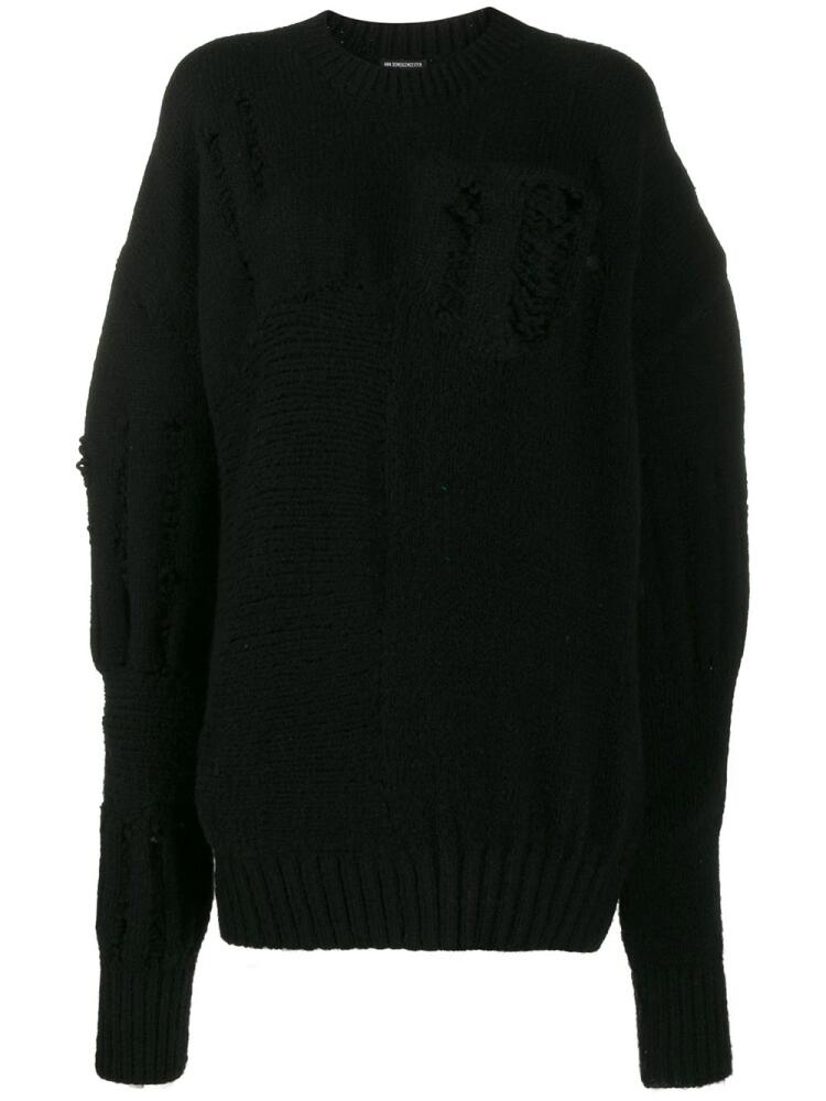 Ann Demeulemeester distressed effect jumper - Black Cover