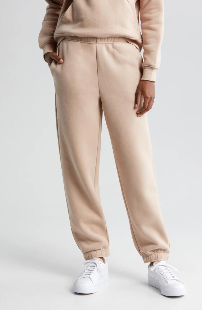 zella Cara Ultracozy Cotton Blend Fleece Joggers in Tan Taupe Cover