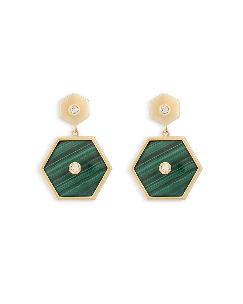 Miseno Jewelry 18K Yellow Gold Baia Malachite & Diamond Geometric Drop Earrings Cover