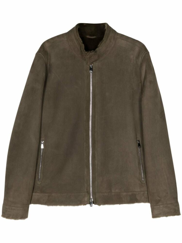 Corneliani mock-neck suede jacket - Green Cover