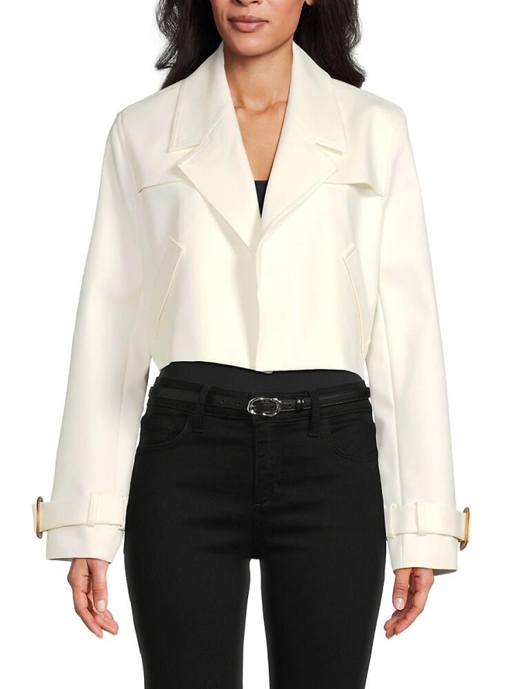 BCBGMAXAZRIA Women's Cropped Trench Jacket - Gardenia Cover