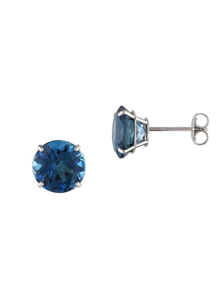 Sonatina Women's 14K White Gold & London Blue Topaz Stud Earrings Cover