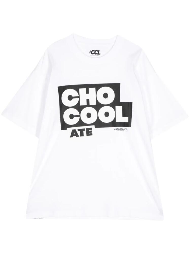 CHOCOOLATE logo-print cotton T-shirt - White Cover