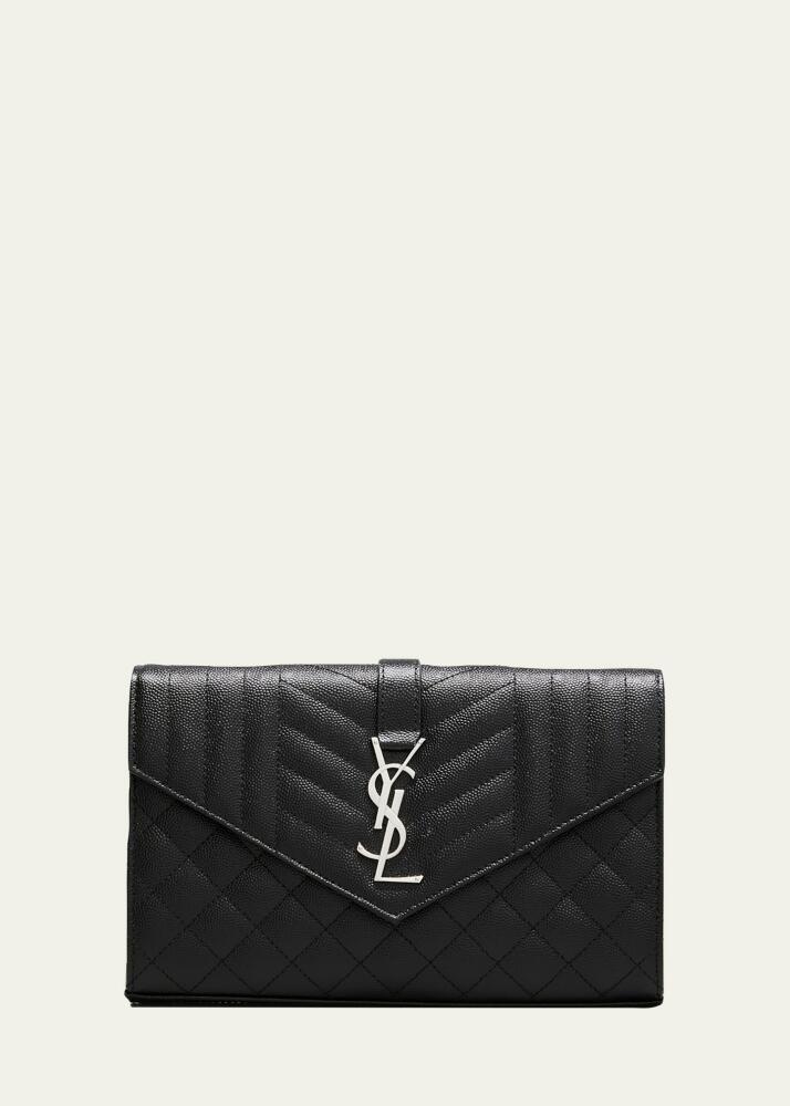 Saint Laurent Envelope Triquilt YSL Wallet on Chain in Grained Leather Cover