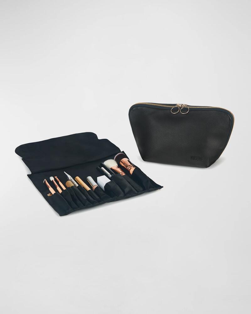 KUSSHI Signature Leather Makeup Bag w/ Organizer Cover