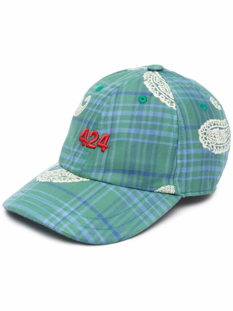 424 checked logo-embroidered cap - Green Cover