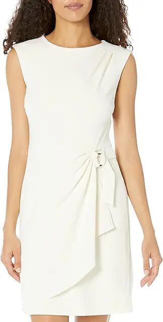 DKNY Sleeveless Faux Wrap Dress with Hardware (Buttercream) Women's Dress Cover