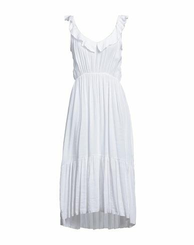 Mdm Mademoiselle Du Monde Woman Midi dress White Viscose, Linen Cover