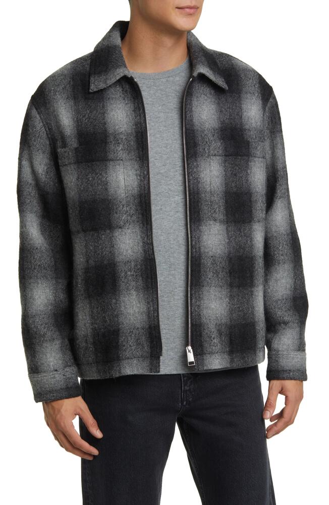 FRAME Shadow Check Wool Jacket in Grey Cover